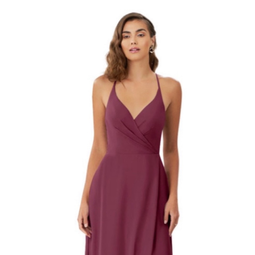 Azazie Davis long floor length chiffon bridesmaid dress in cranberry